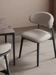 Nordic Minimalist Home Backrest PU Leather Dining Chair / Lounge Chair D6