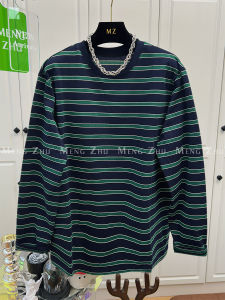 High-End Spring 2025 Womens Loose Fit round Neck Long Sleeve Knitted T-Shirt Casual Style Striped Top Comfortable Commute Wear