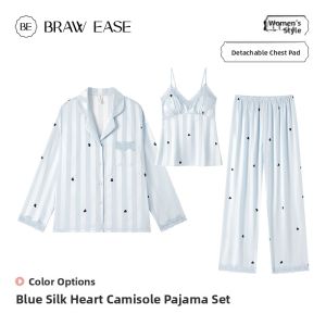BE | Women Summer Silk Sleepwear Set with Pads