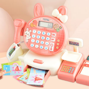 Cash Register Set Toy Supermarket Simulation Calculator Scan Rich Accessories Shopping Computer with Sound Effects Gift for Kid