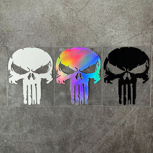 Cartoon Skull Punisher Sanctioner Reflective Car Decorative Sticker Motorbike Scratch Masking Sticker Waterproof Decal