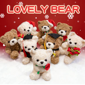 17cm Festive Atmosphere Teddy Bear Plush Toy Soft Home Decoration Christmas Gift Childrens Birthday Gift companion gift for Kid