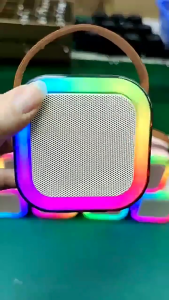 Mini Portable Wireless Bluetooth Speaker with Microphone Colorful Lights Childrens Toy Family Karaoke