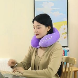 Neck Pillow Travel U-Shaped Portable Solid Flight Cushion Pillow for Home Office Airplane Soft U Pillow Neck Pain Stress Relief HH301 Ready Stock KL