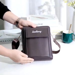 THANKS99 SHOP#1107 Stylish Pu-leather square-shaped crossbody bag for Men designed for casual outdoor use