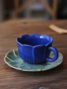 Retro Ceramics Coffee Cup And Plate Tea Flower Milk Breakfast Vintage Style Japanese Design Afternoon Tea Cups for Home Use