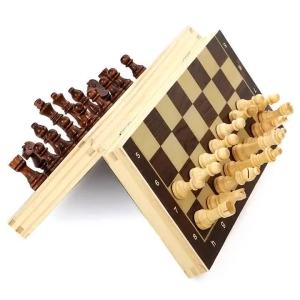 International Chess 24cm-39cm 4 Size Optional Wooden Chess Toy Educational Brain Training Folding Board Game For Children Adult