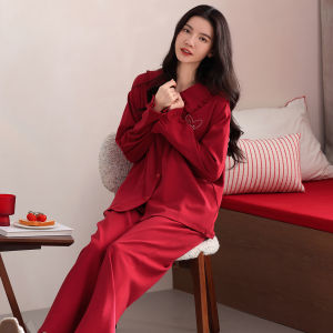 miiow | Couples Pure Cotton Sleepwear Long Sleeve Long Pants Home Clothes Spring Autumn Wedding New Home Red 2025 New Style MiiOW Cat Person