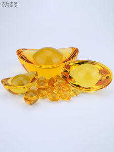 Colored Glaze Citrine Ingot Ornament Large and Small Gold Ingot Opening Wealth Gathering Gift Office Living Room Home Decoration