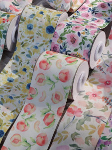 Double-Sided Printed Silk Ribbon 6cm Wide Childrens Hair Accessories Handmade Materials Chiffon Fabric Butterfly Knot Hair Clips