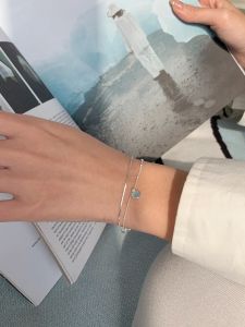 Double Layer Crystal Milk Way Lapis Lazuli Powder Silver Hand Bracelet S925 Pure Silver Jewelry Women Fashion Accessories