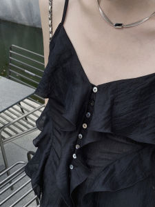 Áo Vest Không Tay Cổ Bồng Tay Áo Không Dây Cạp Cao Mùa Hè 2025 Áo Vest Nữ Kiểu Dáng Mới Độc Đáo Áo Khoác Ngoài Áo Lót