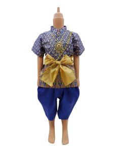 ชุดลายไทยเด็กชายโจงผ้าไหมพร้อมผ้าคาดเอวไม่รวมเครื่องประดับ