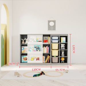 Childrens Solid Wood Bookshelf Floor-standing Sliding Door Bookcase Storage Cabinet Toy Organizer Master Design Luxury Style