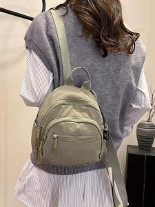 Womens New 2025 Lightweight Multi-pocket Casual Backpack Waterproof Chest Bag Soft Handle Korean Style Nylon Fabric Backpack