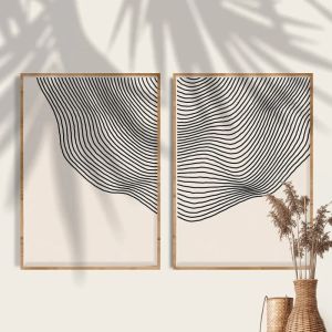 Modern Abstract Lines Black Beige Simple Wall Art HD Canvas Print Sea Home Living Room Room Decoration Painting