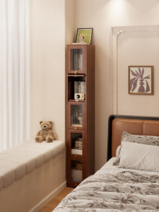 ZHUSHANXIA | Solid Wood Narrow Door Standing Cabinet with Retro Style