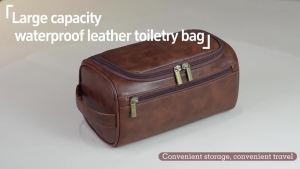 Leather Toiletry Bag for Men Women Dopp Kit Mens Hanging Toiletry Bag Travel Toiletry Bag for Traveling Large Cosmetic Bag for T