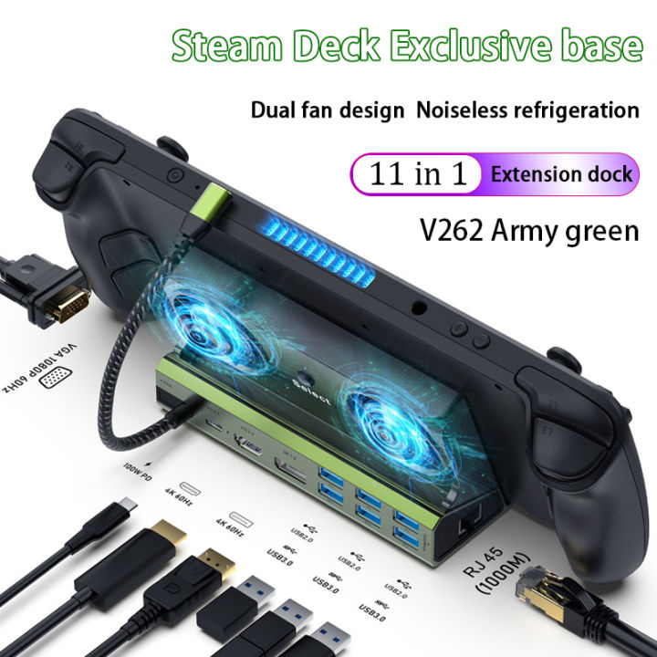 Vention Steam Deck Docking Station With Fan 11 In 1 Hdmi 2 0 Compatibility 4k 60hz Gigabit