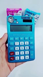 WokeOkay Kalkulator Mini Calculator 12 Digits Check Correct Karakter Doraemon & Hellokitty