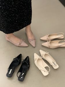 French Nude Bow Fairy Head-Covered Sandals