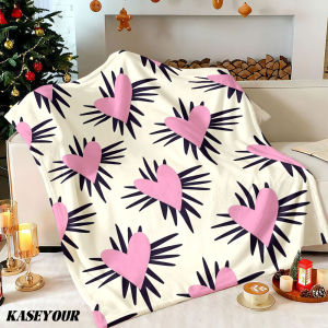 Beast Kingdom | Pink Hearts with Sunburst Winter Summer Flannel Blanket Throw Fleece Soft Fuzzy Plush Cozy Fleece Blankets for Sofa Ideal Gifts