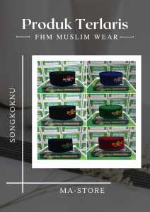 Peci Songkok Nu Pria Anak Dewasa Kopiah Motif Terbaru Warna Hitam Hijau Biru Bordir Gold Murah Berkualitas