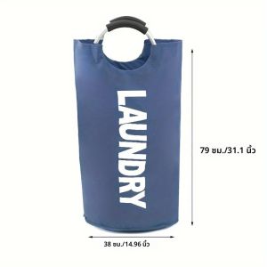 90L/23.8gallons ตะกร้าซักผ้าแบบพกพาผ้าพับได้เสื้อผ้าสกปรกกระเป๋าจัดเก็บขนาดใหญ่ความจุ Oxford Storage Bucket