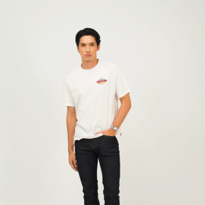 EDWIN JEANS - NAVAGIO Bright White Kaos Pria Lengan Pendek SS - Top Man Graphic Tee