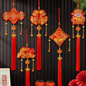 2025 Snake Year New Year Decoration Double Fish Lantern Ornament Festive Fortune Character Hanging Decor Indoor Holiday Adornment
