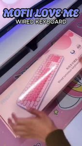 FANTASY T MALL MOFII Love Me Wired Luminous keyboard Aesthetic Pretty keyboard Silent keycaps variety of delightful plug and play office keyboard fashion keyboard passion for creativity and connection ultimate keyboard