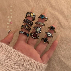 Vintage Ring for Women Index Finger Stacking Rings Retro Ethnic Style Second-hand Ring Fashionable Jewelry Accessories