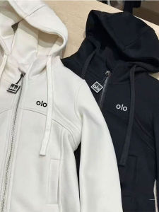 Hooded Letter Printed Short Zippered Girls Jacket