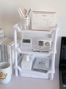 ชั้นวางของพลาสติก ทรงสี่เหลี่ยม 3 ชั้น 26.5x18x34 cm เหมาะสำหรับในห้องน้ำ หรือที่ต่างในบ้าน มี 3 สีให้เลือก