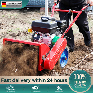 Scarifier gasoline Micro cultivator rotary cultivator 4-stroke mower 7.5HP rotary tiller The handcart lawn mower is widely used in vegetable gardens orchards farmland or flat land.