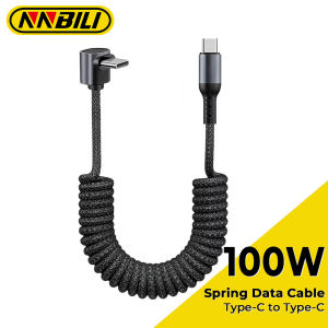 NNBILI 90 Degree Type C to Type C Coiled Braided Charger Retra Cable Fast Charging Cord for iPhone 17/16 Samsung Galaxy S26/S25