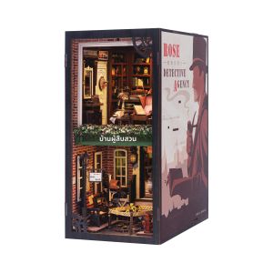 CUTEBEE Book Nook 3D ปริศนา Miniature บ้านตุ๊กตาชุด Touch Light ฝุ่น DIY ชั้นวางหนังสือใส่ของขวัญ Rose นักสืบ Agency