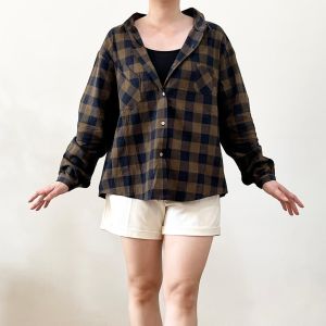●ECLAIRE● 003 Kemeja Flannel Lengan Panjang Longsleeves Motif Plaid Kotak Square Geometris Kasual Casual Kerja Mode Basic Kuliah Santai Import xgmx