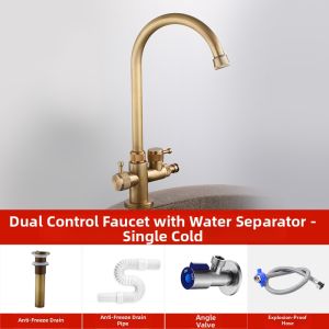 GAOERJIA | Frost-Resistant Outdoor Faucet for Washer 1 Inlet 2 Outlets