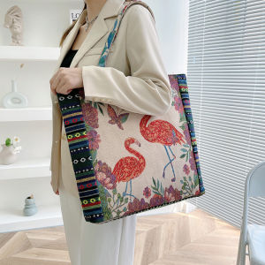 Fall and Winter New Arrival Embroidered Shoulder Bag Student Cloth Bag Handbag Womens Fashionable Knitted Canvas Bag Womens Bag Shopping Bag