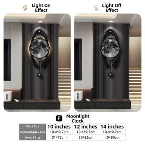 HAOJIUBUJIAN | Modern Luxurious Digital Perpetual Calendar Creative Lunar Grille Wall Electronic Clock
