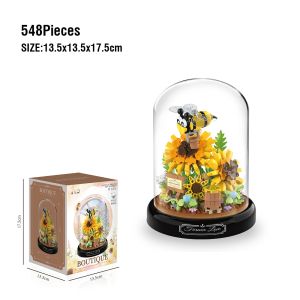 CONUSEA | Insect Immortal Flower Garden Building Blocks Toys with Display Cover Sunflower Mini Bricks Block Toy Kids Childrens Day Gifts