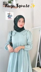 HIJAB RAYA SQUARE / Segi Empat Bella Square Mutiara Swarovski Diamond Mote / Jilbab Payet Tabur Menyebar Mewah Bahan Pollycotton