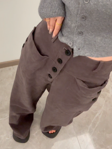 High Waist Wide Leg Pants Womens Fashionable Straight Cut Light Colored Retro Design Korean Style Autumn New Arrival