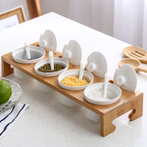 YALINJIAJU | Spice Storage Container Set Salt Sugar Box Pepper Jar With Rack