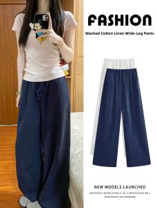 YIFANSHI | Relaxed Fit Lightweight Flax Trousers Womens Loose Wide Legged Summer Pants