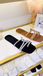 Dép xoắn xỏ ngón HALEY STORE đế bệt mũi vuông đính đá xoàn quai ngang tiểu thư đi chơi đi học đi du lịch êm chân dễ mang