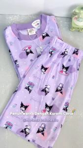 LIBBY Sanrio Setelan Piyama Oblong Anak Besar Perempuan 4 - 12 Thn | Celana Pendek Panjang | Kuromi Cinnamoroll Hello Kitty