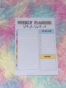 Weekly Planner Get the plan Sign the mark To-Do List Notes Multicolored tabs