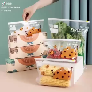 YAHOOO Ziplock bags with green peppers lettuce and mushrooms